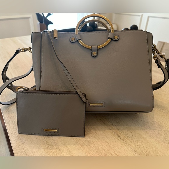 Rebecca Minkoff Gray taupe leather ring, satchel shoulder Crossbody bag - Picture 5 of 14